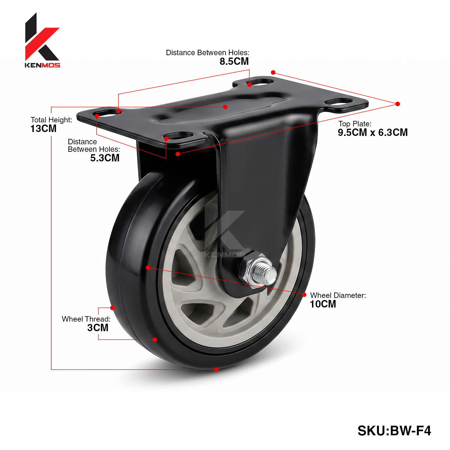 4" BLACK & WHITE PU FIXED