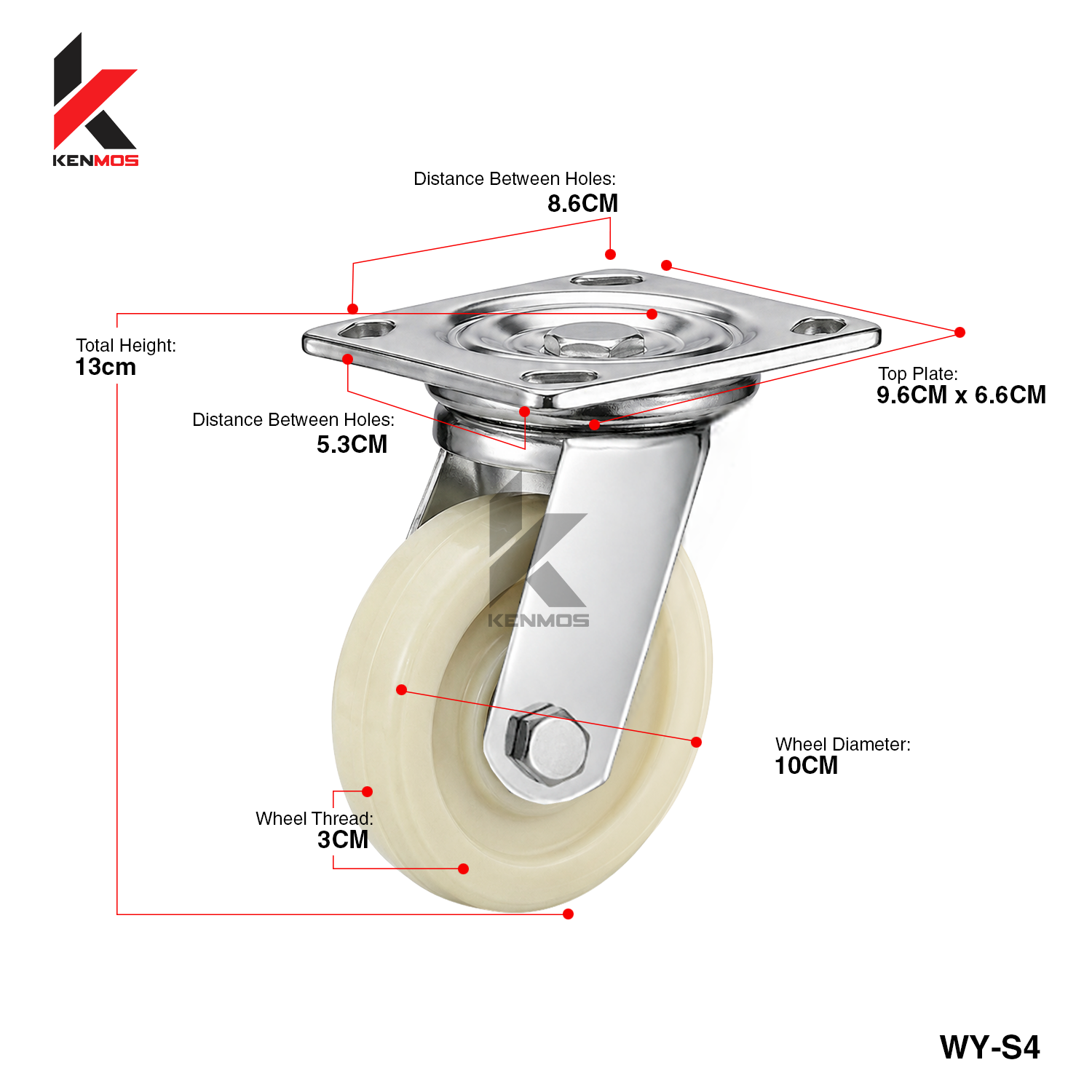 4" WHITE NYLON SISTOM SWIVEL