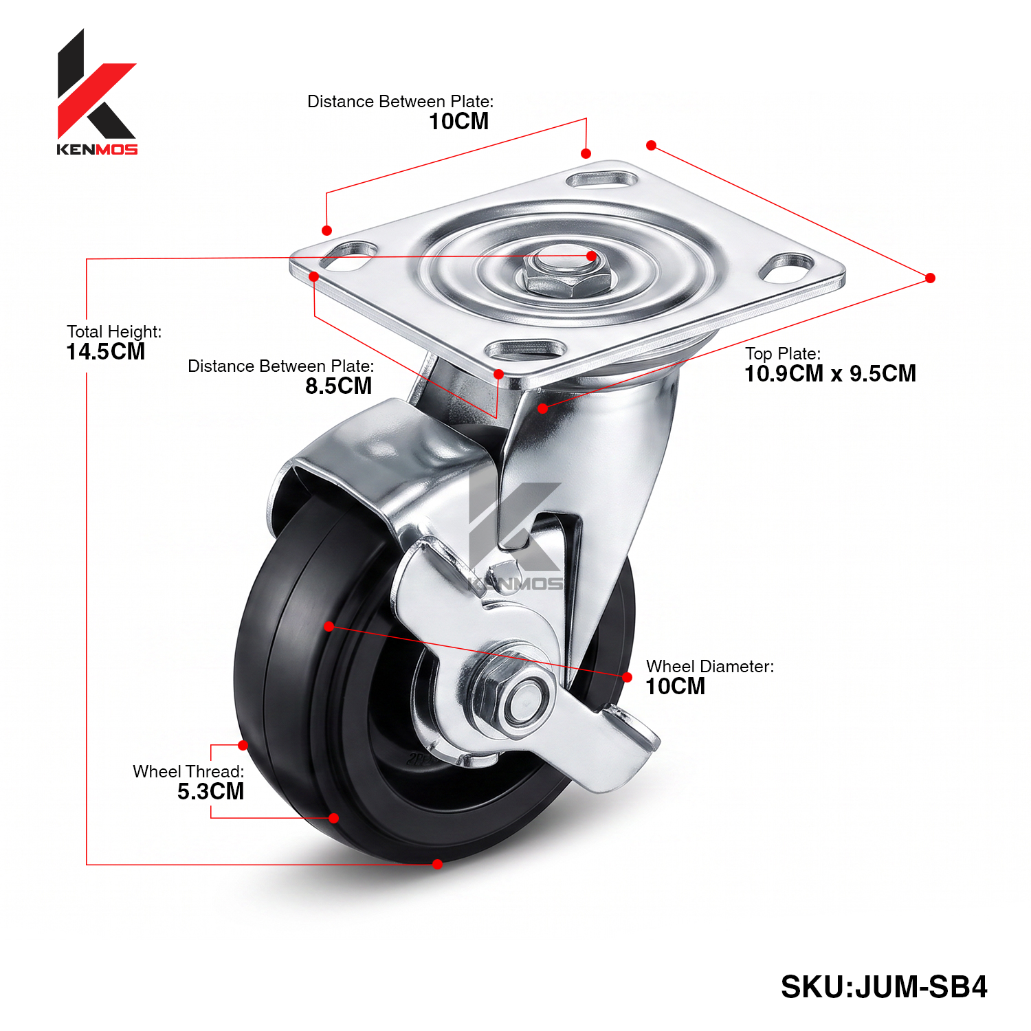 4" JUMBO BLACK RUBBER SIDEBRAKE