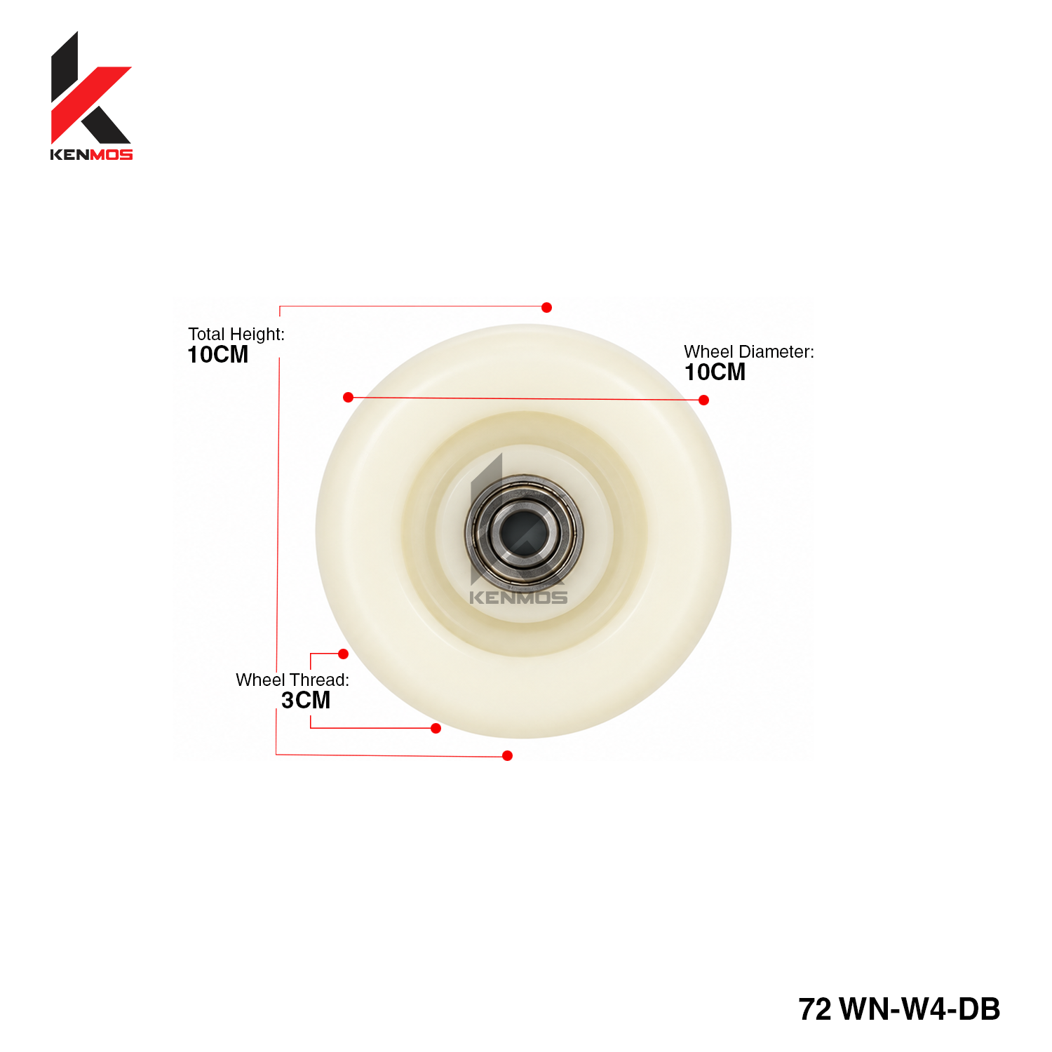 4" White Nylon Systom Wheel Only