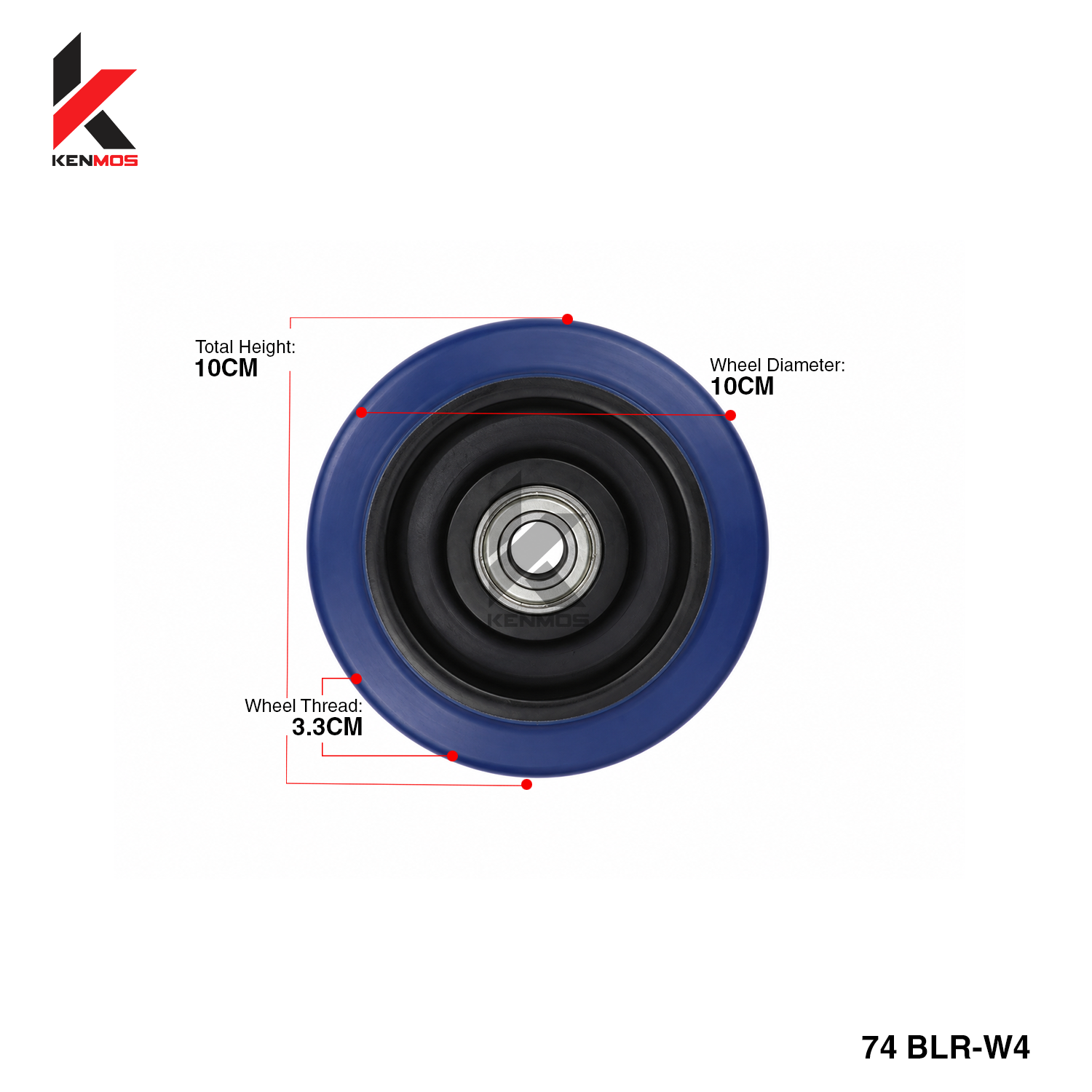 4" Blue Elastic Rubber Wheel Only