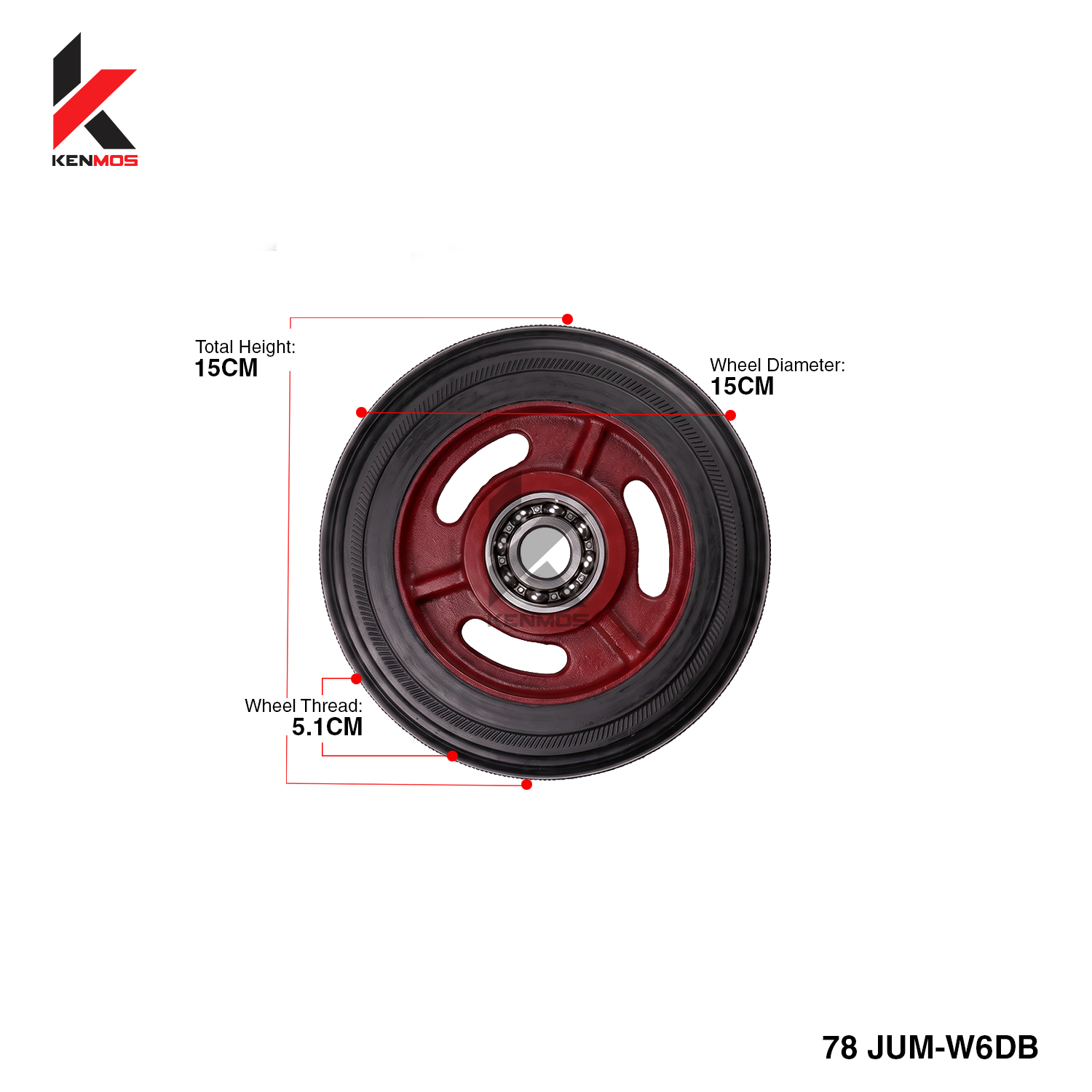 6" Black Rubber Jumbo Red Center Pal