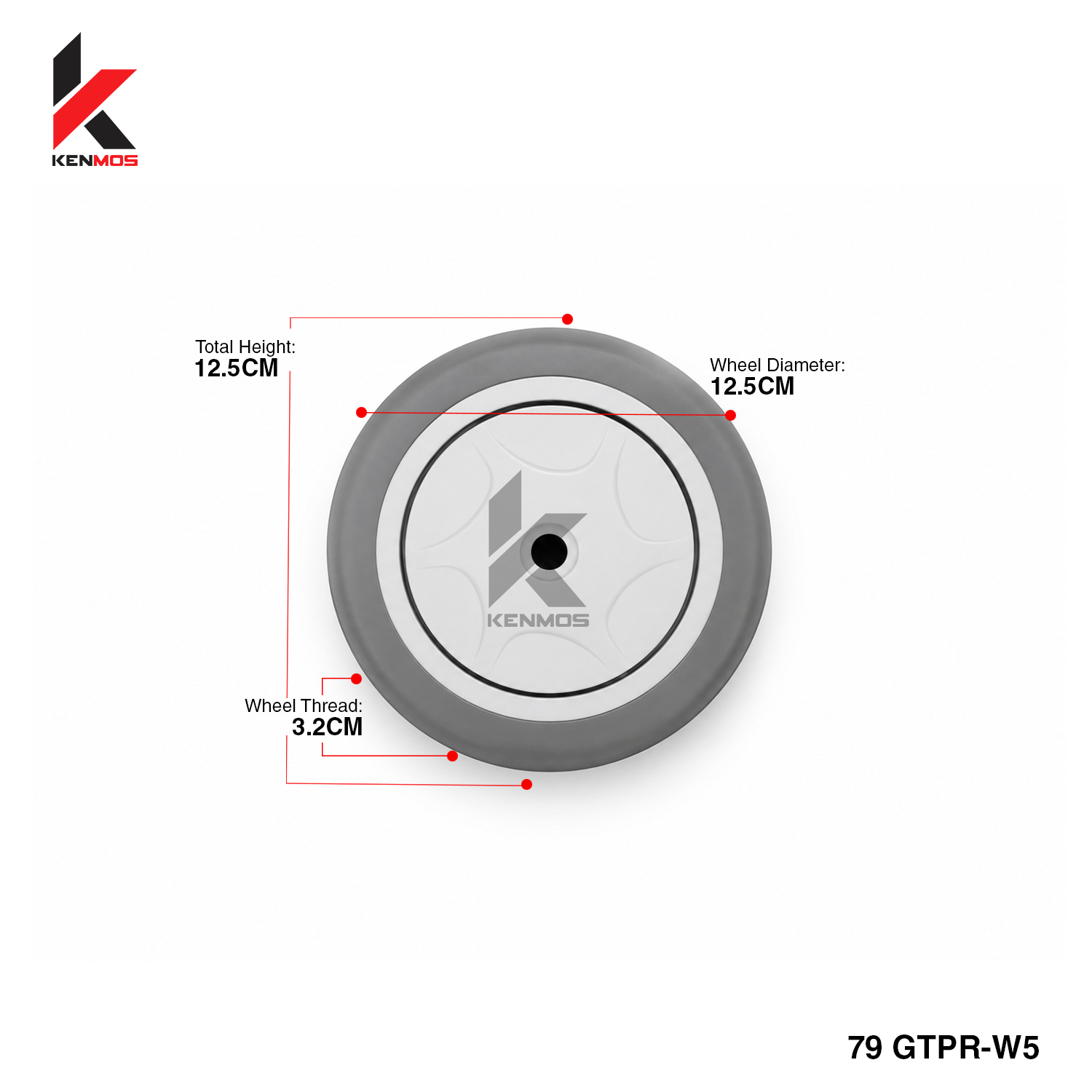 5" Gray TPR Wheel Only