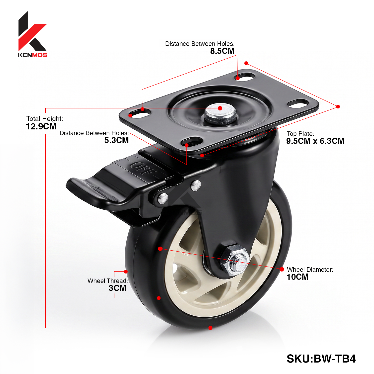 4" BLACK & WHITE PU TOPBRAKE