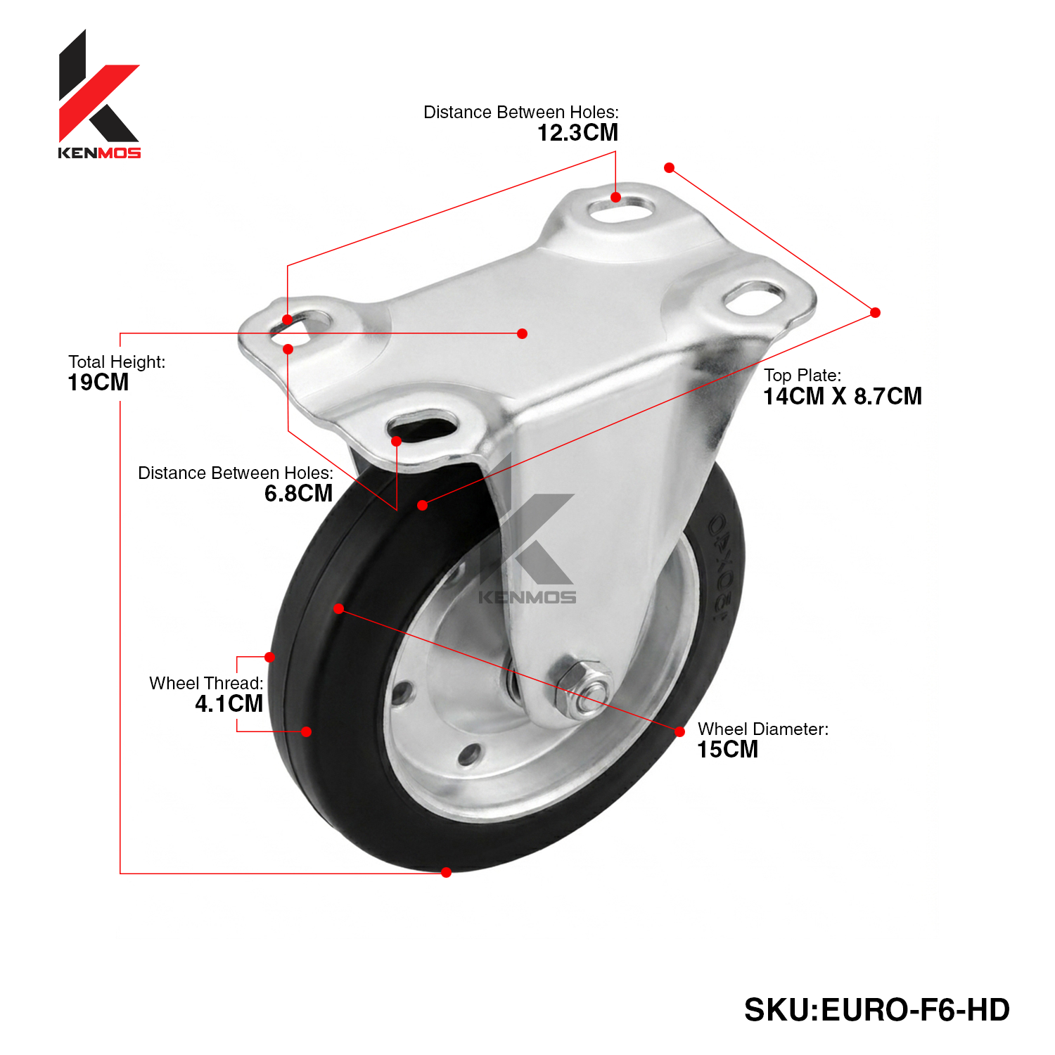 6" EURO STEEL RIM FIXED