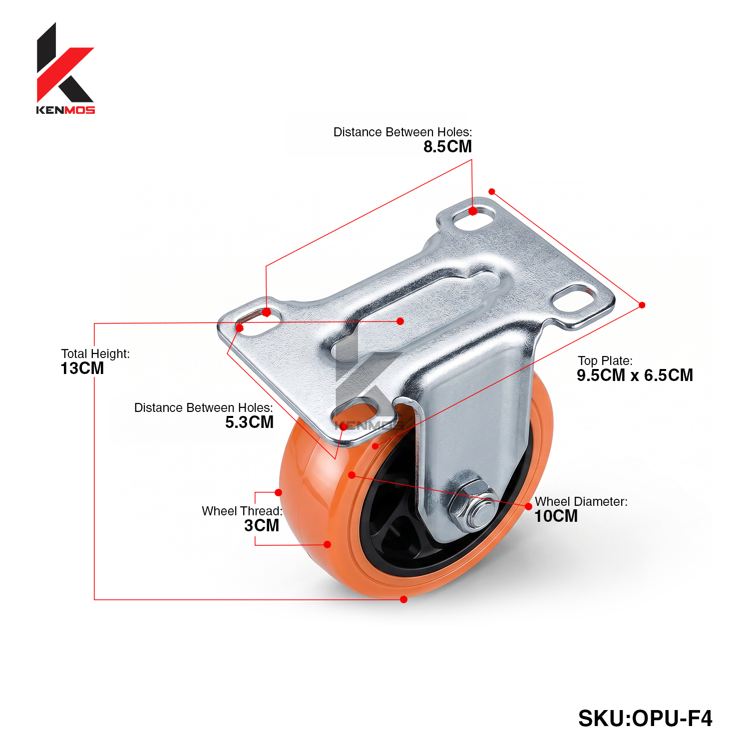 4" ORANGE PU FIXED