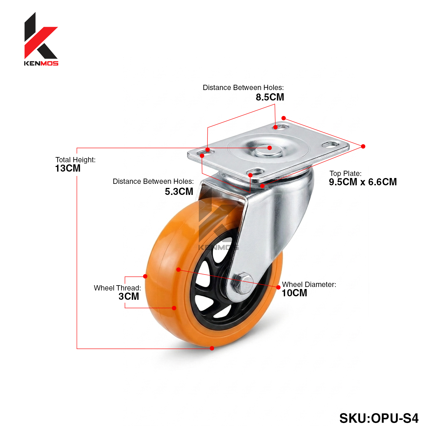 4" ORANGE PU SWIVEL