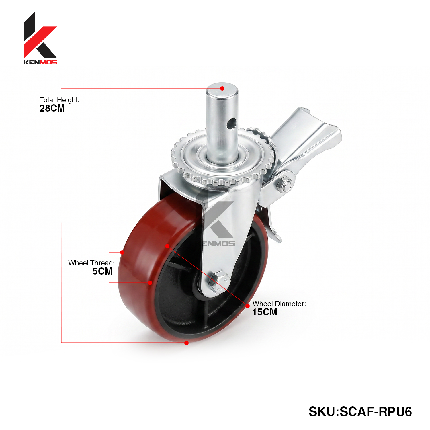 6" SCAFFOLDING RED PU