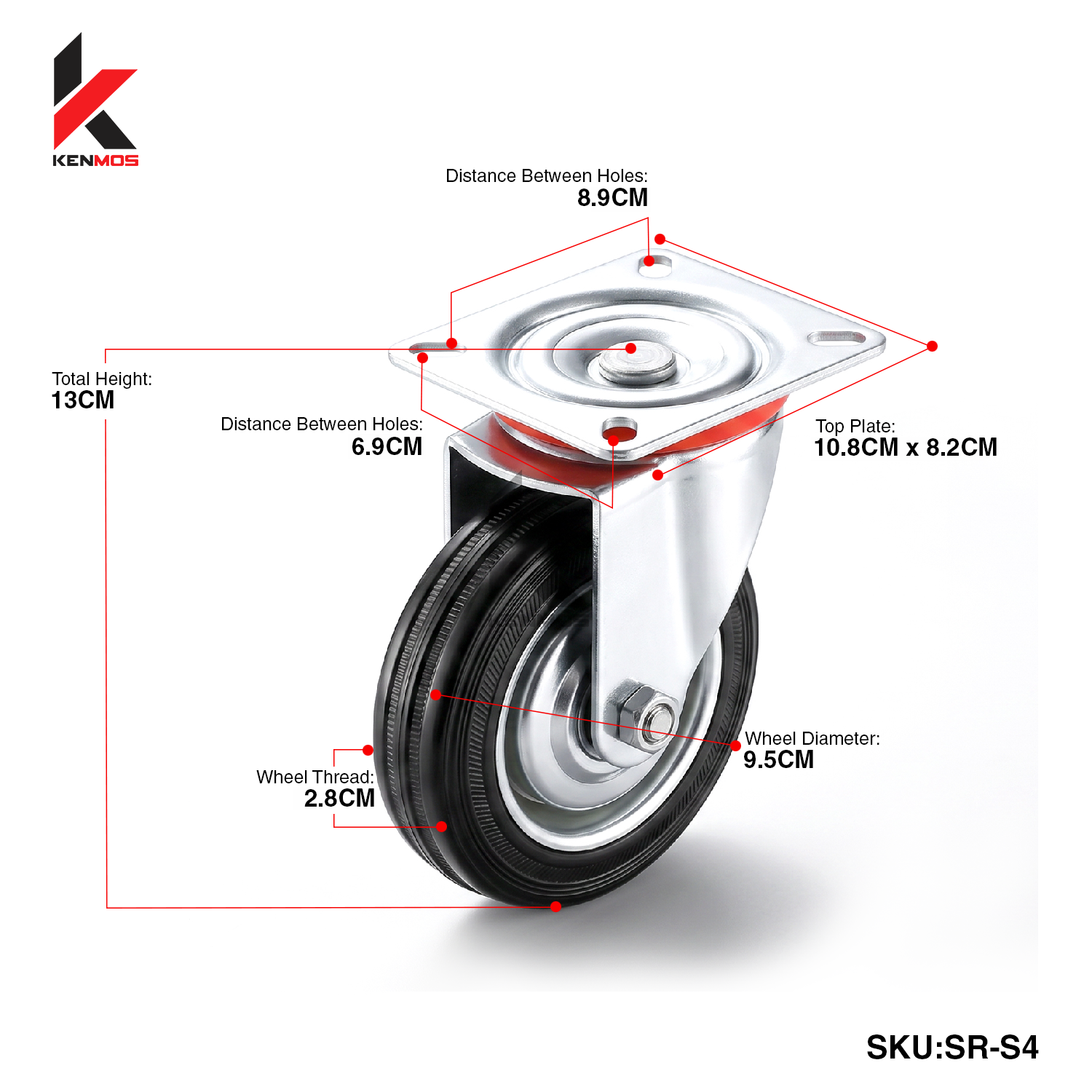 4" SR RUBBER SWIVEL
