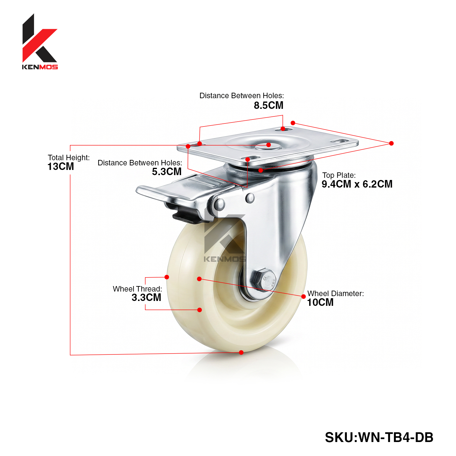 4" WHITE NYLON SISTOM TOPBRAKE