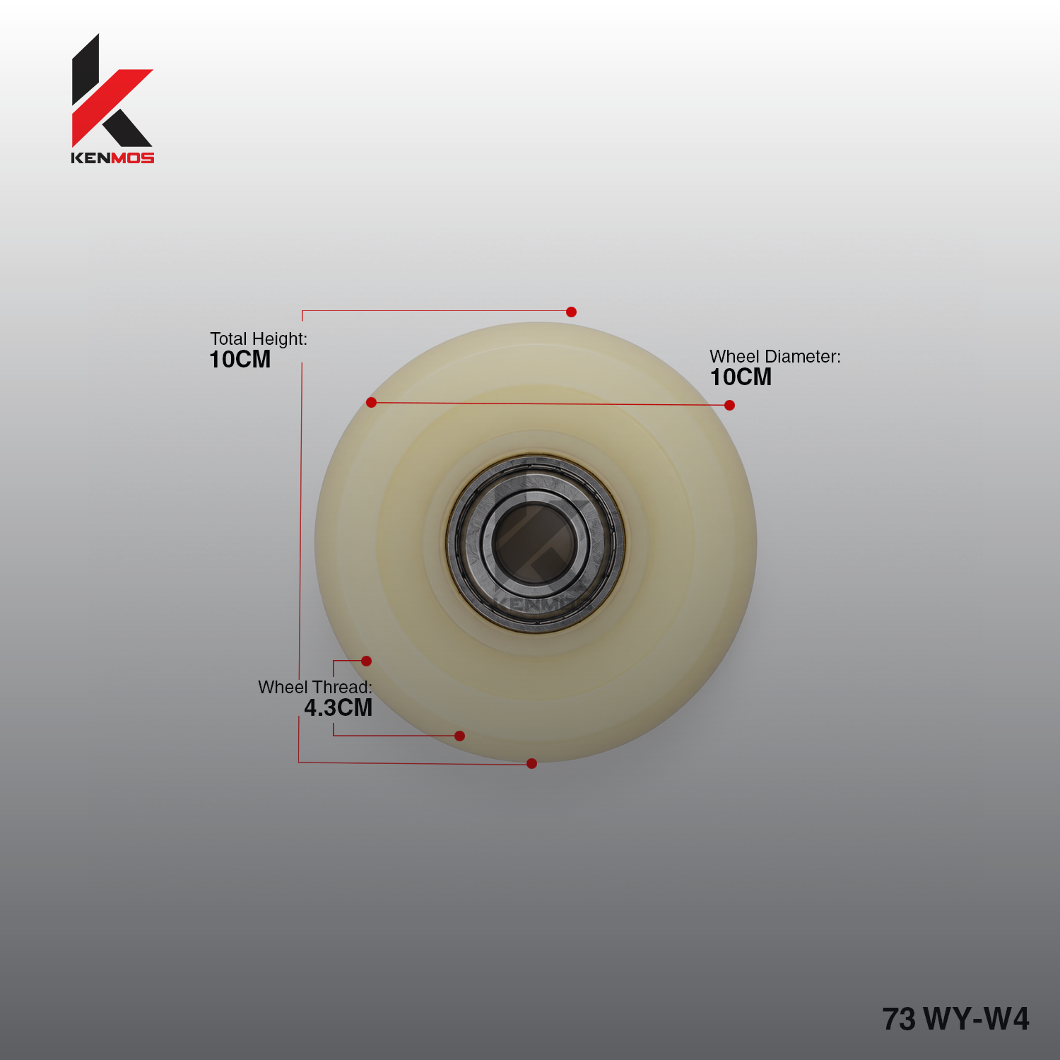 4" YELLOWISH NYLON WHEEL ONLY