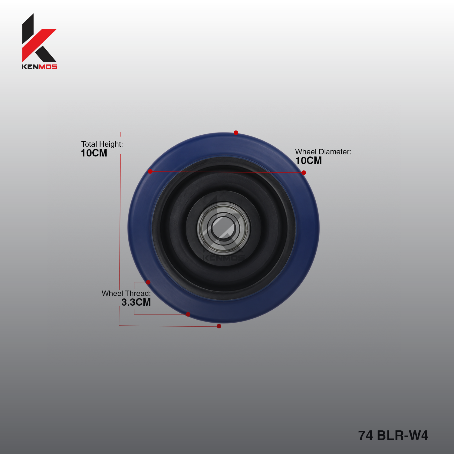 4" BLUE ELASTIC RUBBER WHEEL ONLY