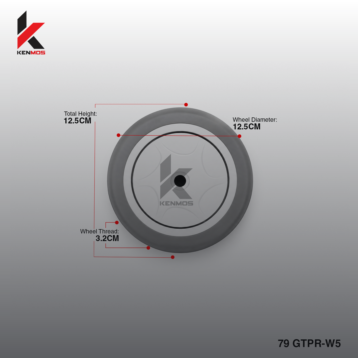 5" GRAY TPR WHEEL ONLY