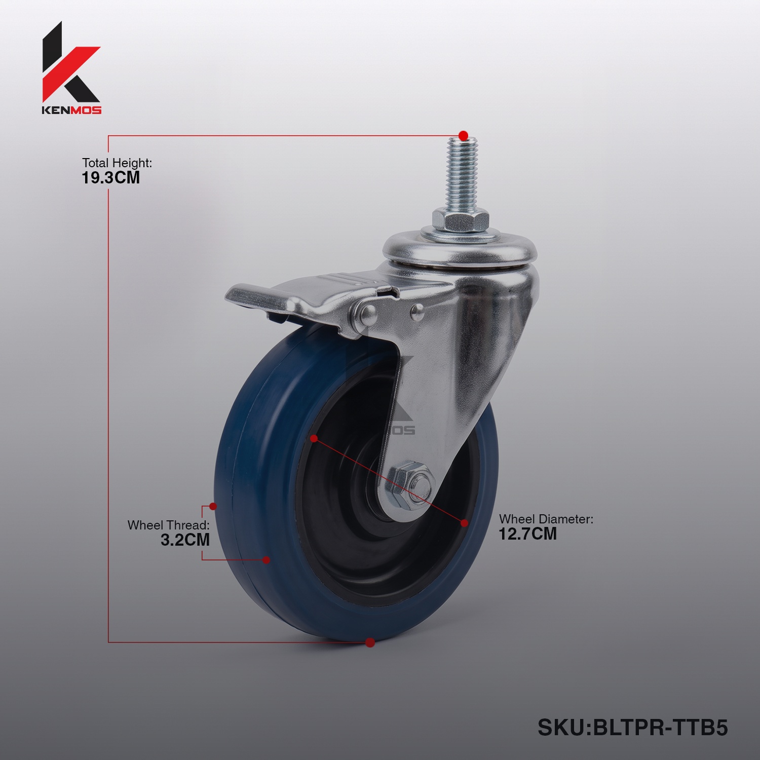 5" BLUE ELASTIC RUBBER THREADED WITH BRAKE