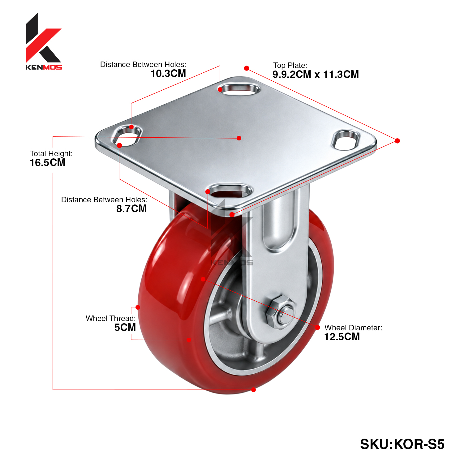 5" Korean Red Pu Fixed