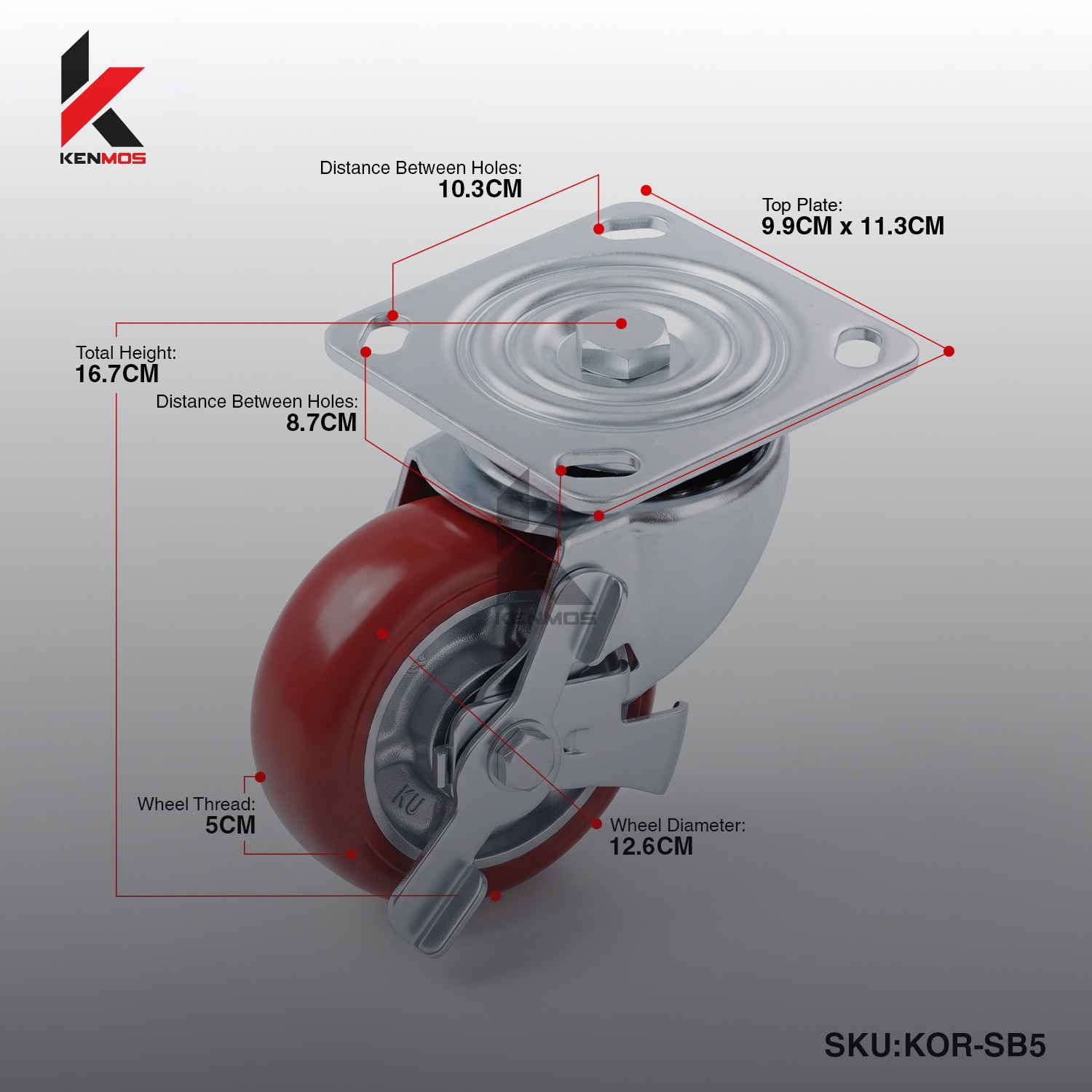 5" KOREAN RED PU SIDE BRAKE