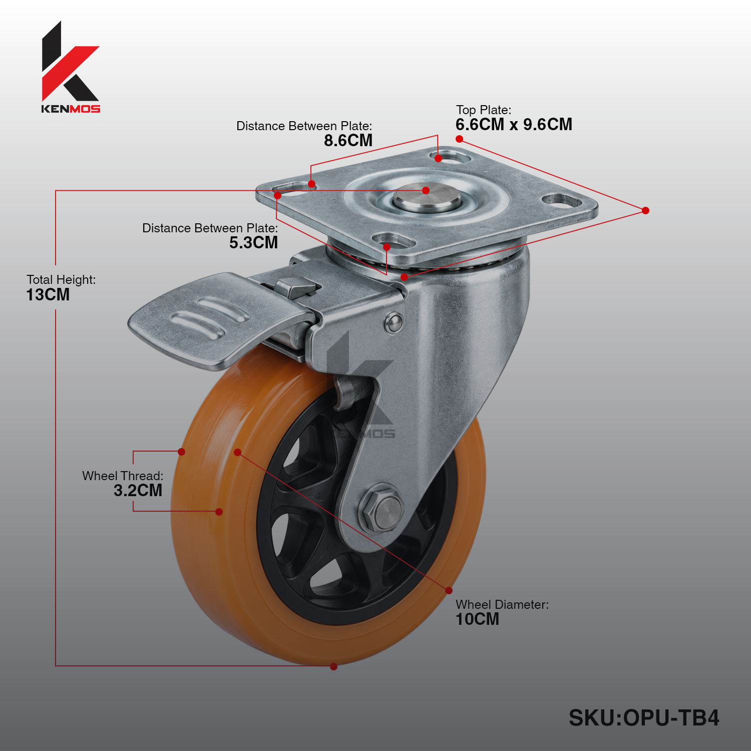 4" ORANGE PU TOP BRAKE