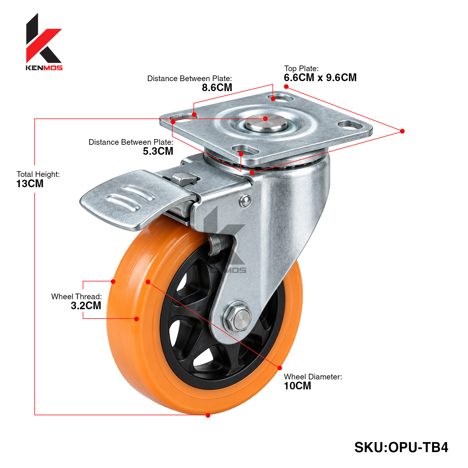 4"Orange PU Top Brake