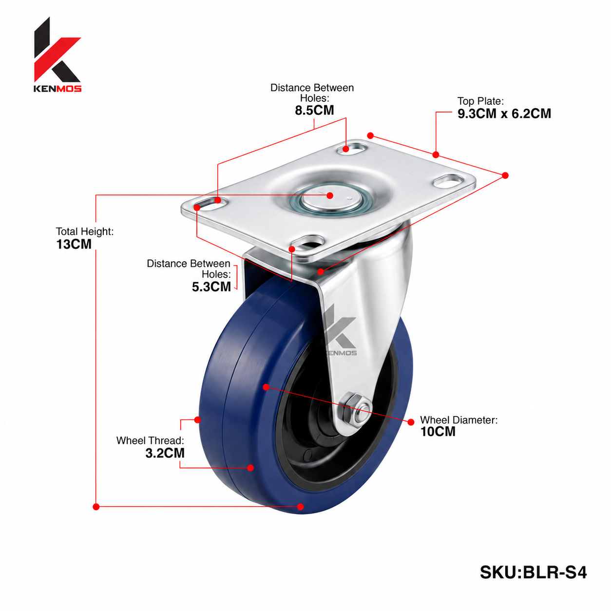 4" BLUE ELASTIC RUBBER SWIVEL